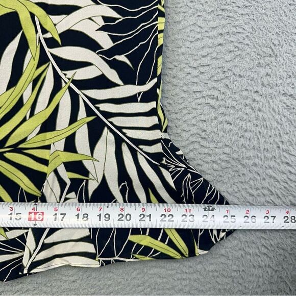 Talbots Silk Skirt Womens 8 Green Black‎ Hawaiian Palm Leaf Summer Business $118 - Picture 7 of 12